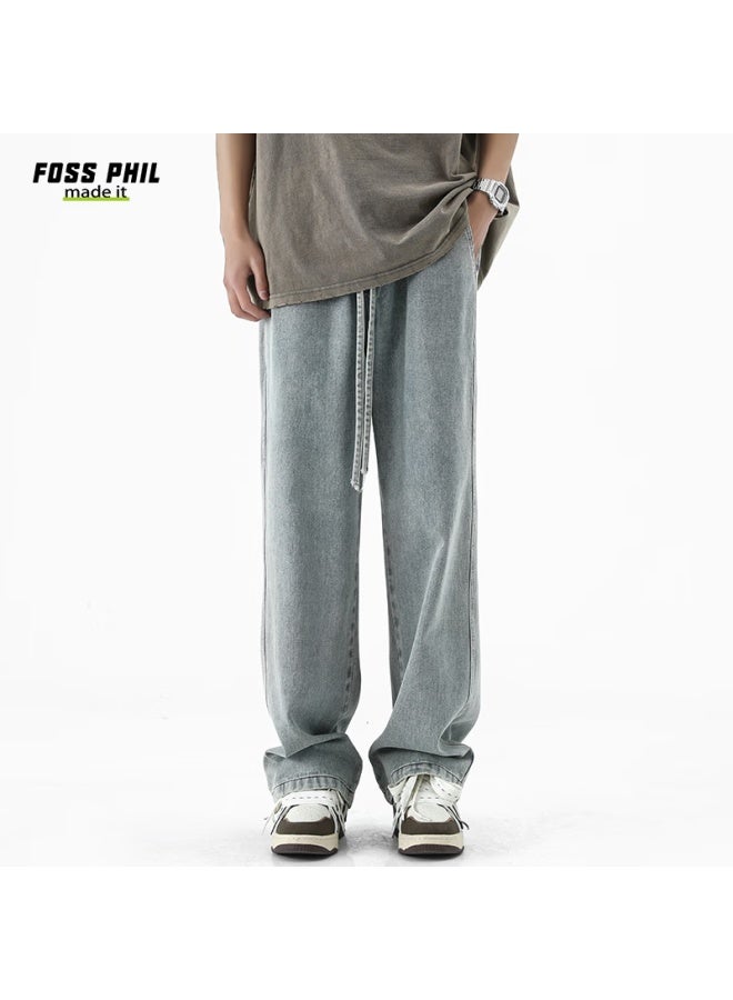 Foss Phil Vintage Jeans For Men, Spring And Summer Casual American High Street Straight Loose Wide-leg Pants, K526 Nostalgic Blue, 2XL - Image 2