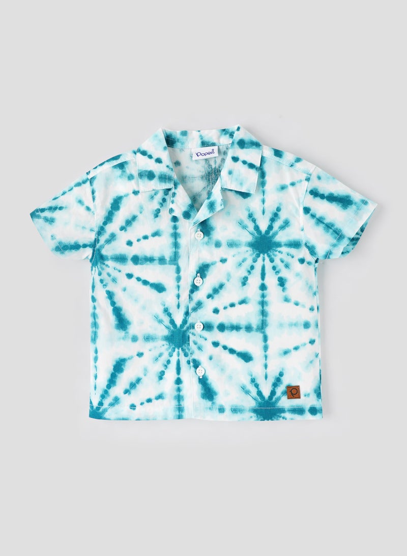 POPEES Boys Tie & Dye Cotton Shirt – 100% Cotton, Half Sleeve, Stylish Casual Wear, Size 3–36 Months - Image 1