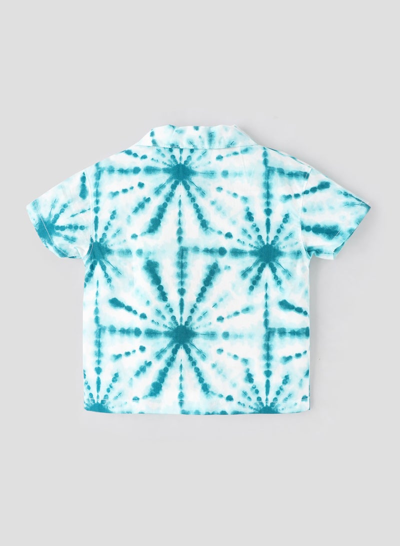 POPEES Boys Tie & Dye Cotton Shirt – 100% Cotton, Half Sleeve, Stylish Casual Wear, Size 3–36 Months - Image 2