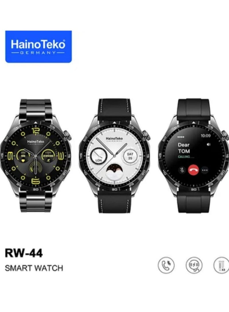 Haino Teko RW44 Round Screen AMOLED Display Smart Watch With 3 Pair Straps and Wireless Charger For Gents and Boys - Image 2