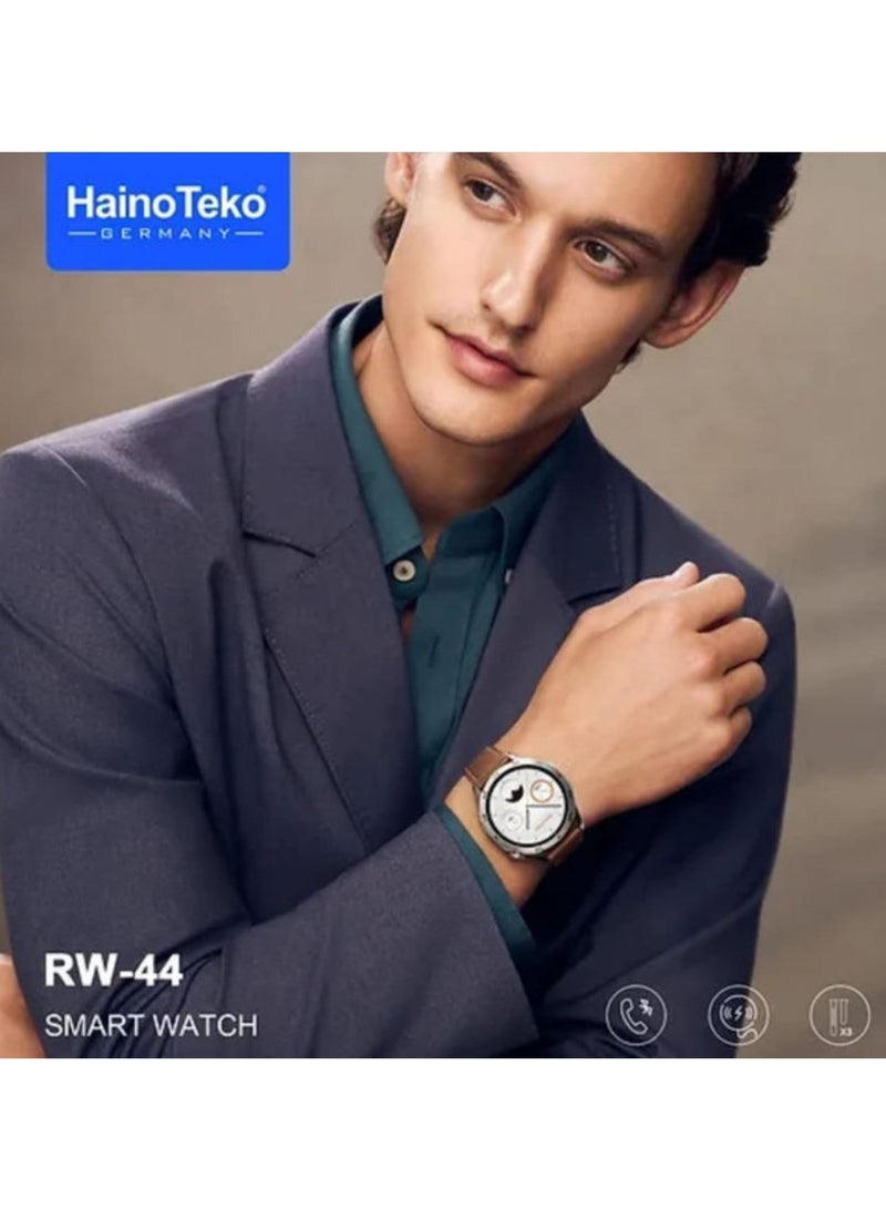 Haino Teko RW44 Round Screen AMOLED Display Smart Watch With 3 Pair Straps and Wireless Charger For Gents and Boys - Image 3