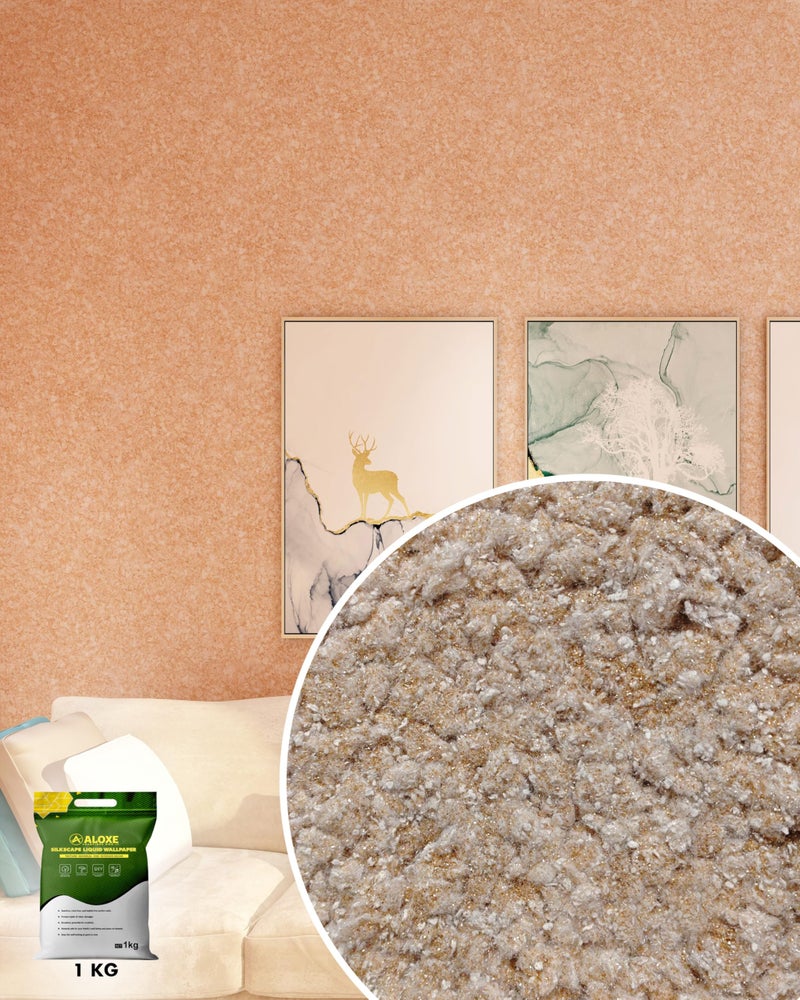 ALOXE Liquid Wallpaper for Walls Décor (1kg) | Easy to Apply Plant Based Eco Friendly Wall Decor with 55sqft Coverage| New Age Seam Less Finish Decorative Wall Covering (Relief-A-017-Shiny Brown) - Image 1