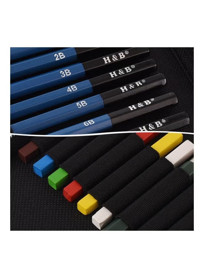 H&B 51pcsset Professional Drawing Kit Wood Pencil Sketching Pencils Art Sketch Painting Supplies with Carrying Bag - Image 4