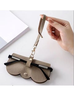 Generic Soft Leather Glasses Bag Portable Eyeglasses and Sunglasses Case Glasses Clips with Strap  (Khaki)  - Image 1