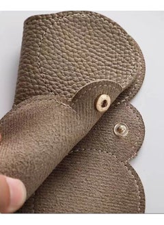 Generic Soft Leather Glasses Bag Portable Eyeglasses and Sunglasses Case Glasses Clips with Strap  (Khaki)  - Image 3