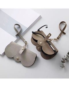Generic Soft Leather Glasses Bag Portable Eyeglasses and Sunglasses Case Glasses Clips with Strap  (Khaki)  - Image 5