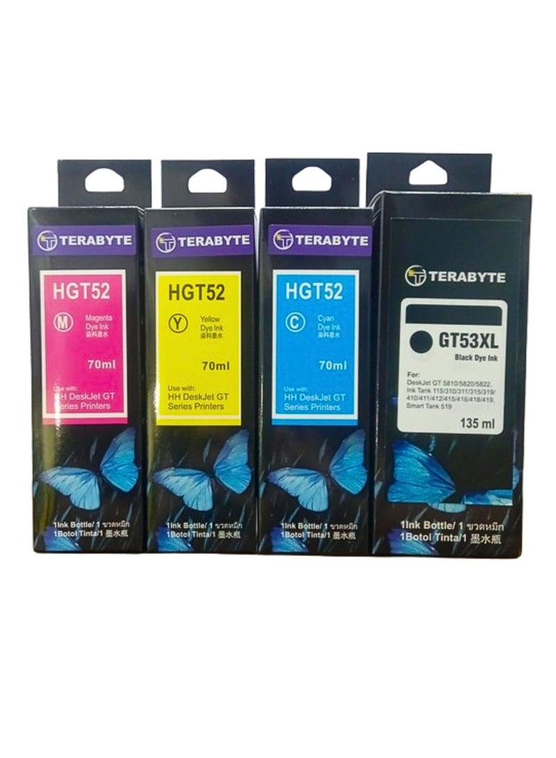 Terabyte HGT53XL 135ml GT52 70ml for HP Printer DeskJet Smart GT Tank (All-Pack of 4) - Image 2