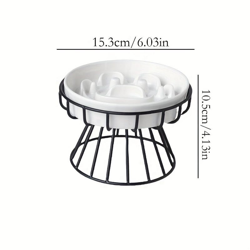 Ceramic Slow Feeder Pet Dish for Cats Dogs Style B Spoon - Image 2