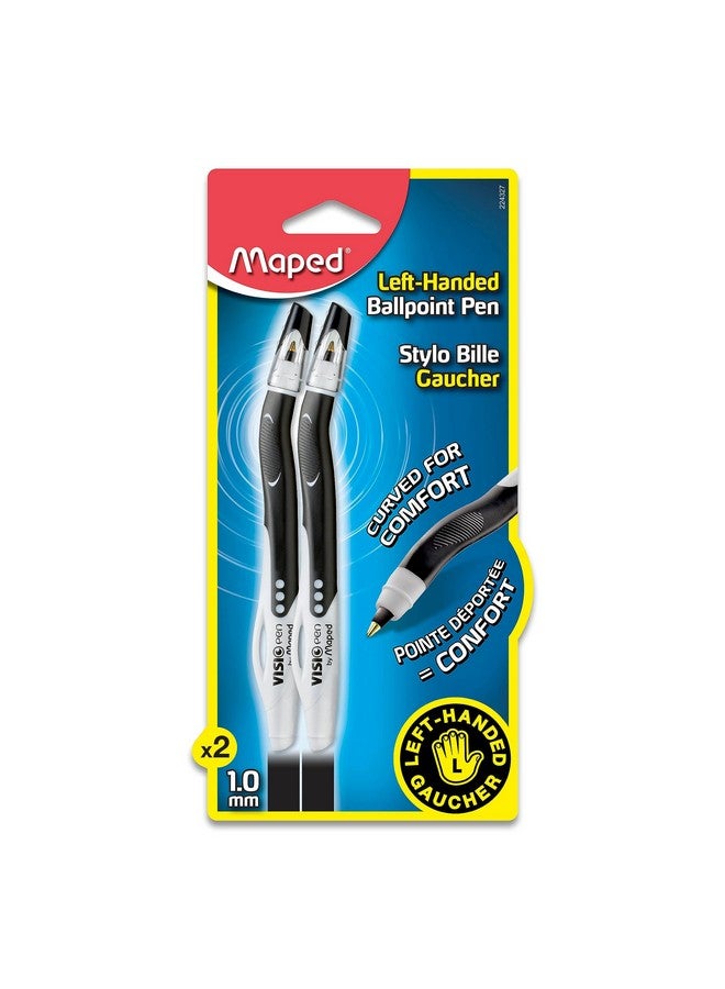 Helix Maped - Visio Left-Handed Quick-Drying Ballpoint Pen - Left Handed - Innovative (Black, 2 Unit) - Image 1