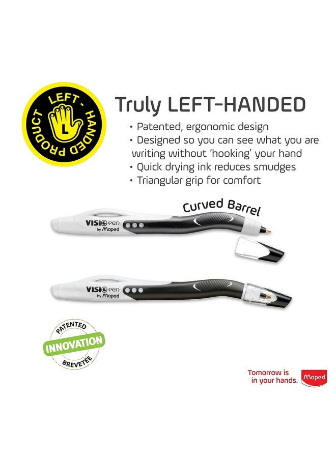 Helix Maped - Visio Left-Handed Quick-Drying Ballpoint Pen - Left Handed - Innovative (Black, 2 Unit) - Image 2