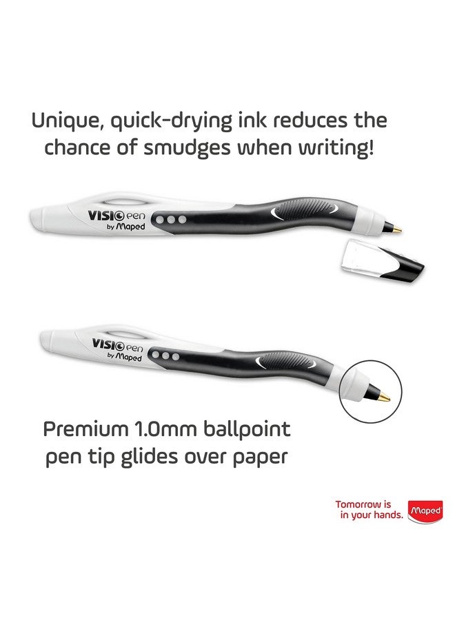 Helix Maped - Visio Left-Handed Quick-Drying Ballpoint Pen - Left Handed - Innovative (Black, 2 Unit) - Image 4