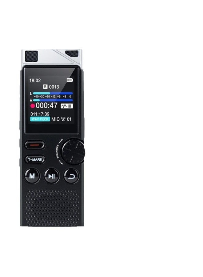 شاشة كبيرة لحفظ التسجيل، مضخم خارجي، مشغل Mp3، قابس خارجي، بطاقة TF، مسجل AGC ذكي لتقليل الضوضاء، مسجل للطلاب - اللون: أسود - السعة: 8 جيجابايت - Image 5