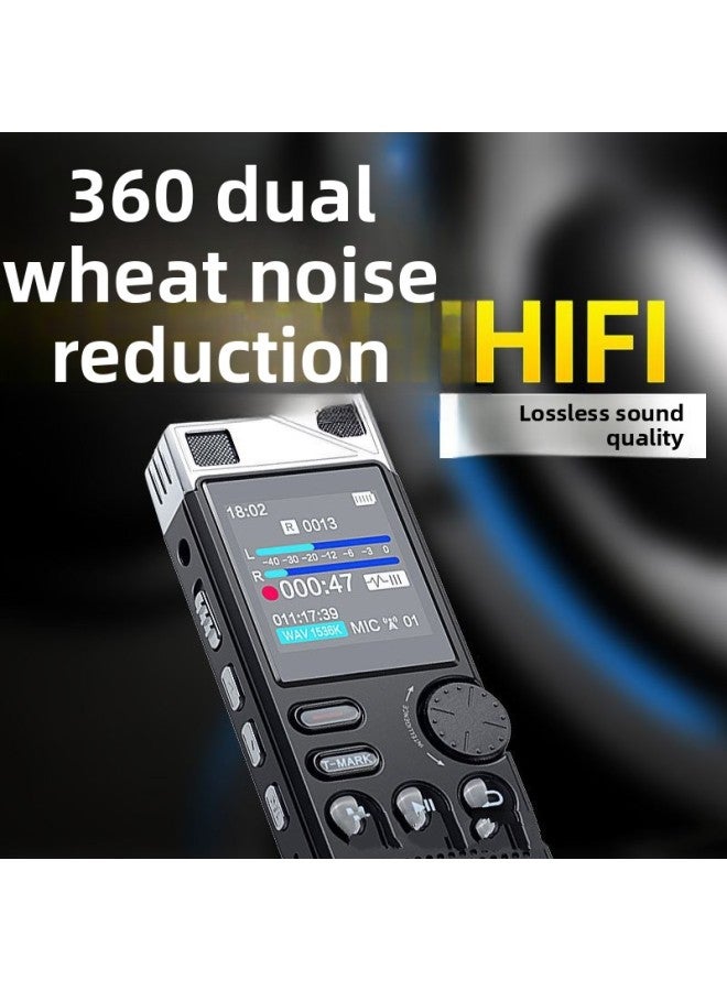 شاشة كبيرة لحفظ التسجيل، مضخم خارجي، مشغل Mp3، قابس خارجي، بطاقة TF، مسجل AGC ذكي لتقليل الضوضاء، مسجل للطلاب - اللون: أسود - السعة: 8 جيجابايت - Image 2