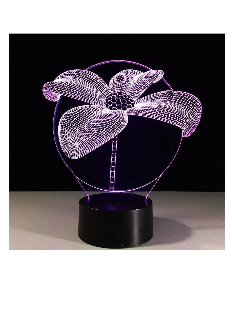 althiqahkey 3D Visual Lamp Optical Illusion Led Night Light Amazing 7 Colors Touch Sensitive Switch Lamps ABS Base & USB Cable for New YearGift and New Year's Gift Lotus  - Image 1