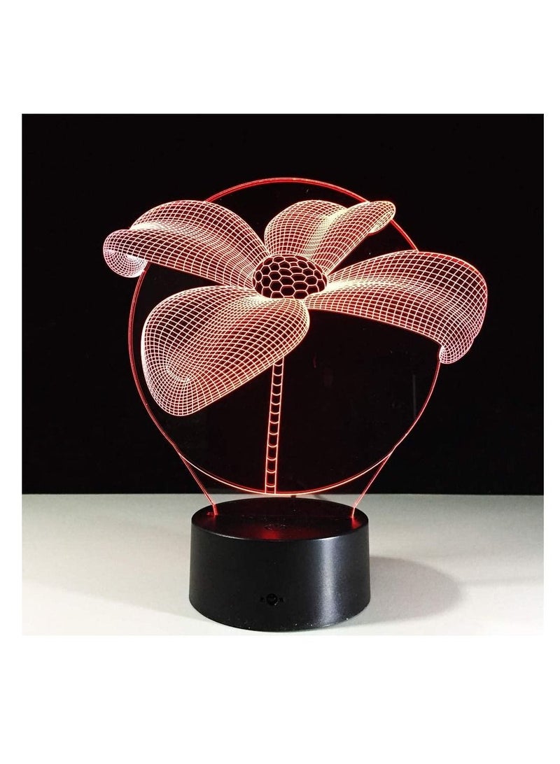 althiqahkey 3D Visual Lamp Optical Illusion Led Night Light Amazing 7 Colors Touch Sensitive Switch Lamps ABS Base & USB Cable for New YearGift and New Year's Gift Lotus  - Image 2