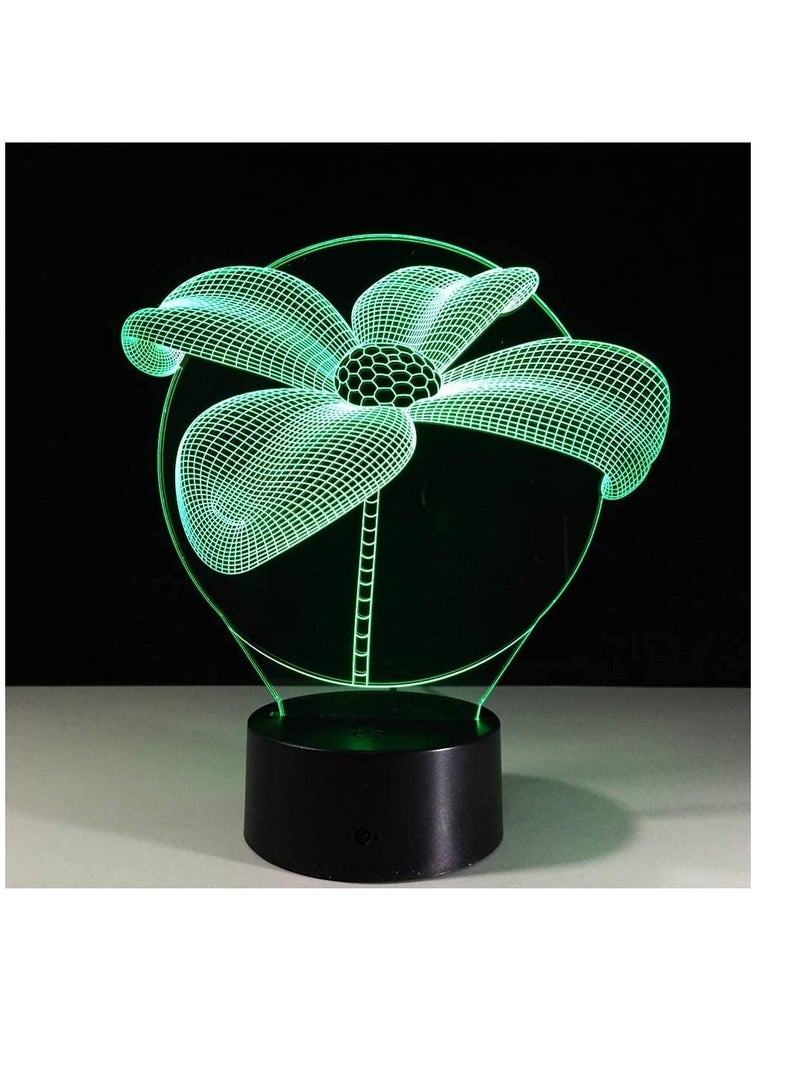 althiqahkey 3D Visual Lamp Optical Illusion Led Night Light Amazing 7 Colors Touch Sensitive Switch Lamps ABS Base & USB Cable for New YearGift and New Year's Gift Lotus  - Image 3