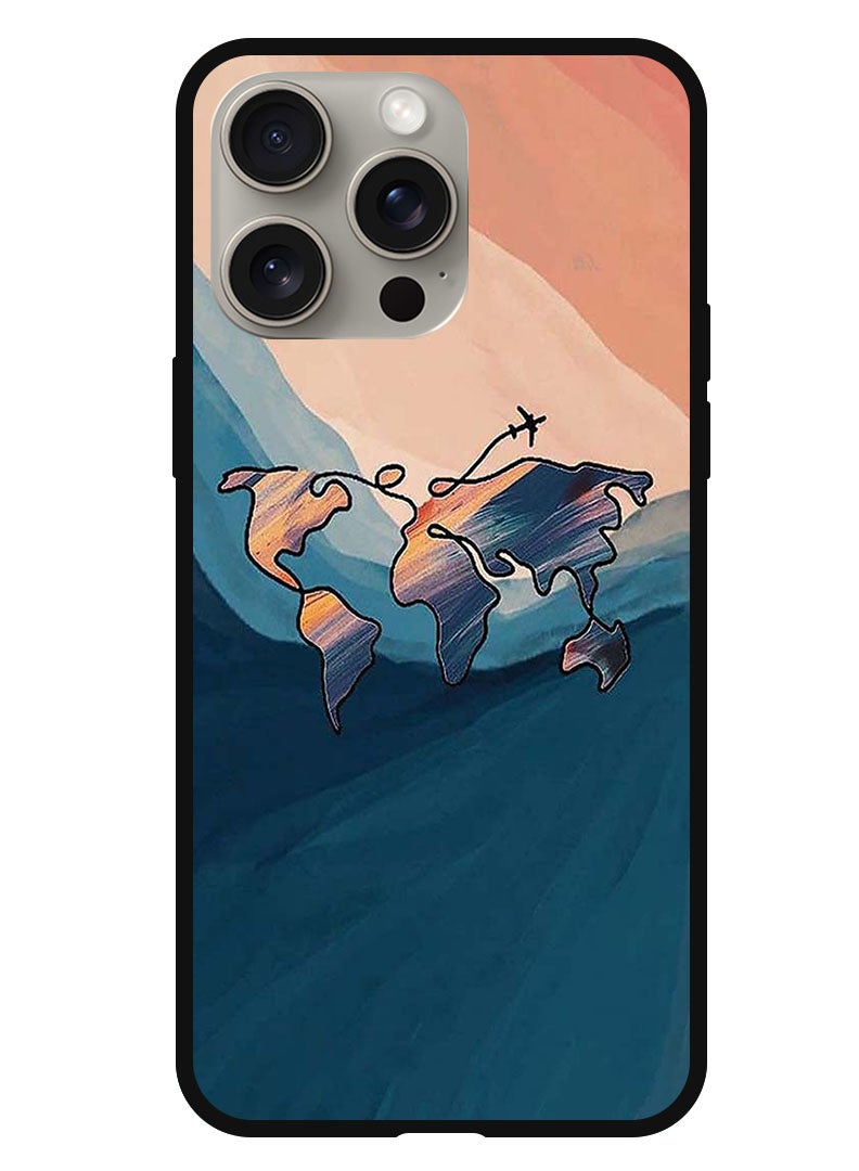 Theodor Protective Case Anti Scratch Shock Proof Bumper Cover For iPhone 15 Pro Max World Map Colored - Image 1