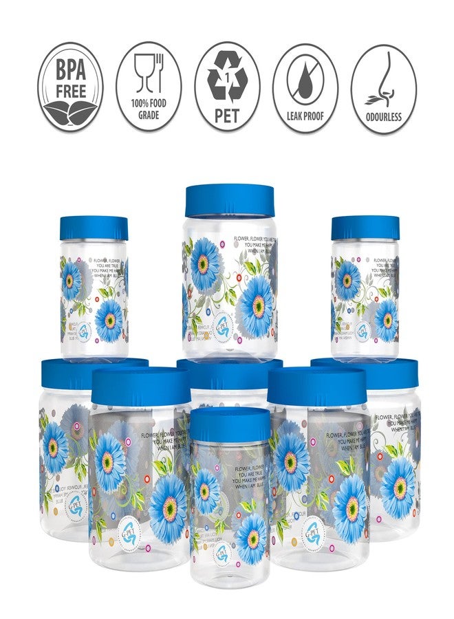 G-PET مجموعة حاويات بلاستيكية زرقاء مطبوعة من مادة GPET، تتكون من 9 قطع: 1500 مل (3 قطع)، 1000 مل (3 قطع)، 450 مل (3 قطع). حاويات بلاستيكية للبقالة | حاويات للمطبخ المنزلي | مجموعة برطمانات بلاستيكية - Image 2