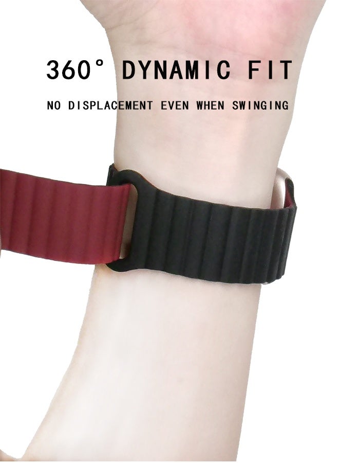 Lightweight Sport Strap for Apple Watch - Silicone Magnetic Band for Ultra 2/Series 10/9/8/SE, Secure Closure (49/46/45/44/42mm, Black/Wine Red) - Image 5