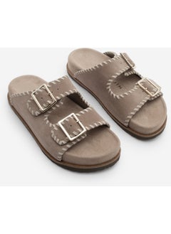 MARJIN Women's Genuine Leather Double Banded Rope Casual Slippers Hanset  - Image 3