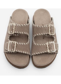 MARJIN Women's Genuine Leather Double Banded Rope Casual Slippers Hanset  - Image 4