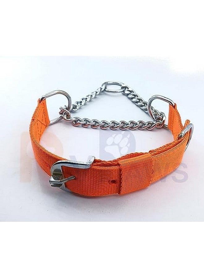 Heavy Duty Nylon Half And Half Choker Diamond Cut Choke Chain 1.25-Inch Durable Dog Collar Choke Chain Ideal For Training Giant And Large Breed Dogs (Orange) - Image 1