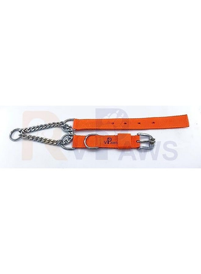 Heavy Duty Nylon Half And Half Choker Diamond Cut Choke Chain 1.25-Inch Durable Dog Collar Choke Chain Ideal For Training Giant And Large Breed Dogs (Orange) - Image 3