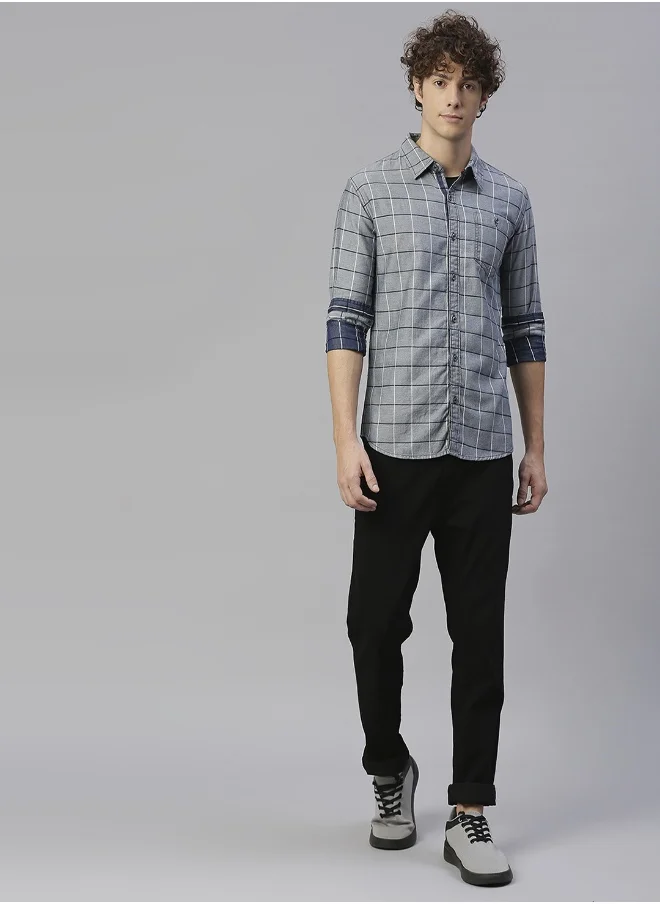 هاي ستار Men Grey Regular Fit Casual Shirt