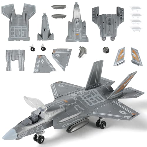 SEBUNAS مجموعة نموذج طائرة مقاتلة F35 سريعة البناء SEBUNAS 172 من البلاستيك العسكرية طائرة F35 لعبة تجميع نموذج الطائرة مع قاعدة هدية للأطفال 27 قطعة - Image 1