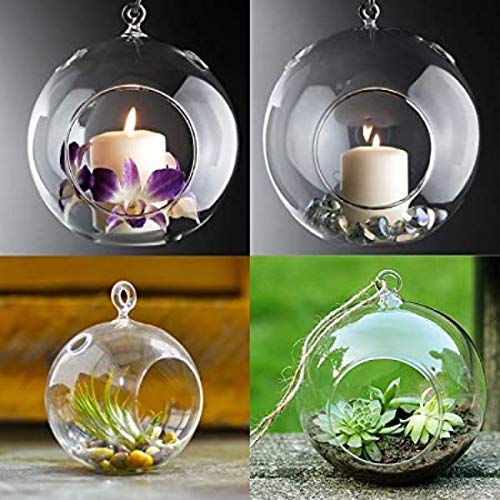 The Decor Affair Tealight Glass Candle Holders Crystal Clear Hanging Glass Planters for Indoor and Outdoor Decoration, Hanging Glass pots for Candle, Home Decor, Set of 4 - Image 2