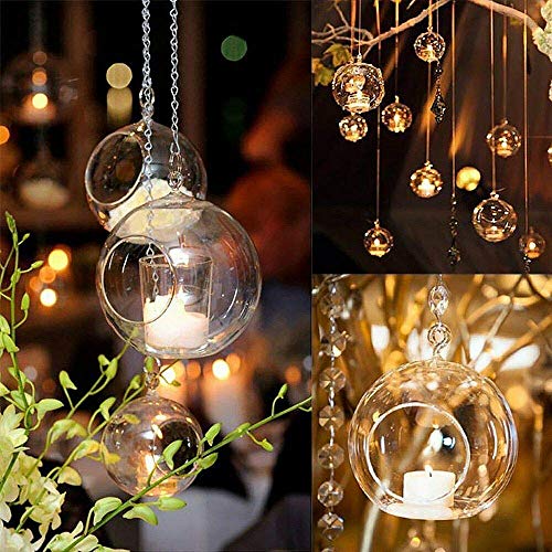 The Decor Affair Tealight Glass Candle Holders Crystal Clear Hanging Glass Planters for Indoor and Outdoor Decoration, Hanging Glass pots for Candle, Home Decor, Set of 4 - Image 3