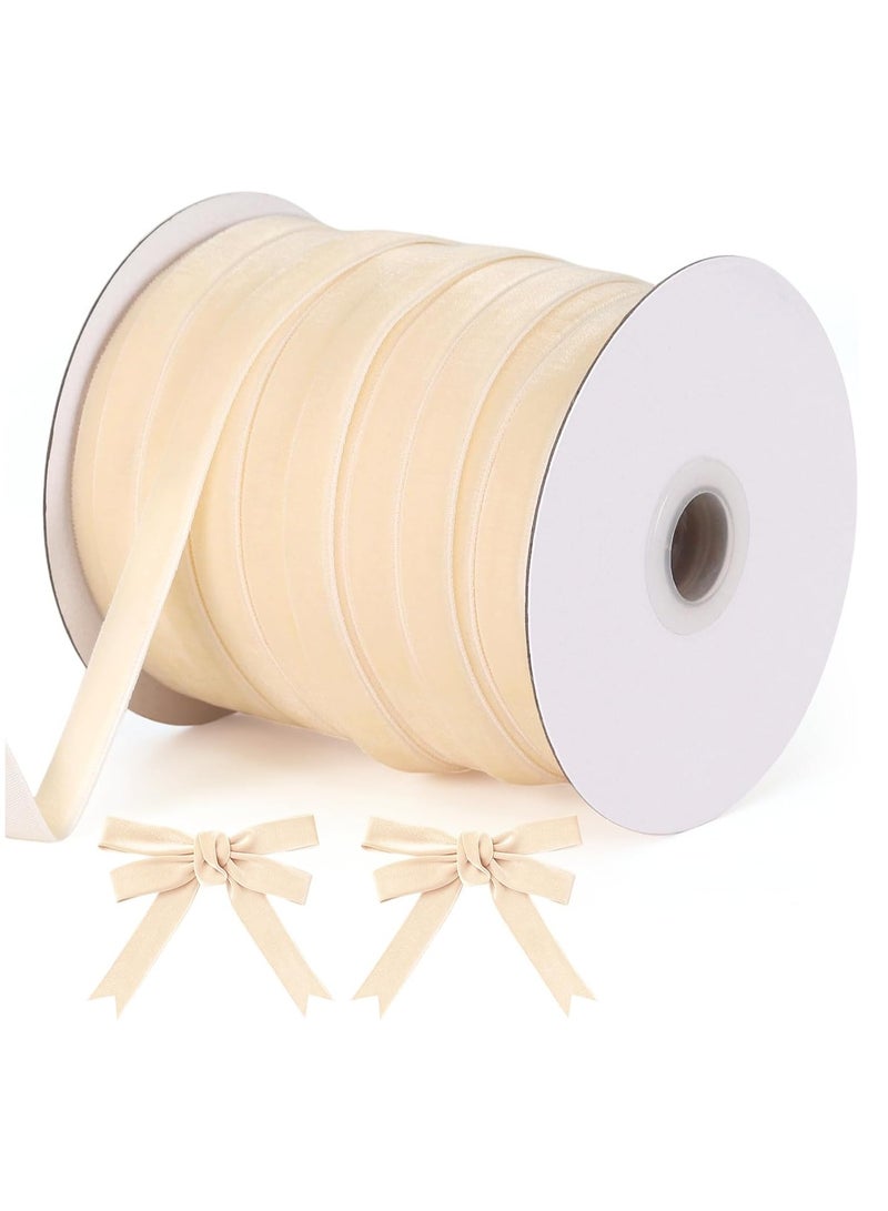 DELGREEN 50 Yards 3/8 Inch Velvet Ribbon, Single Face Velvet Fabric Ribbon Roll with Spool Satin for Gift Wrapping, Hair Bows Making, Wedding, Christmas Decoration - Image 1