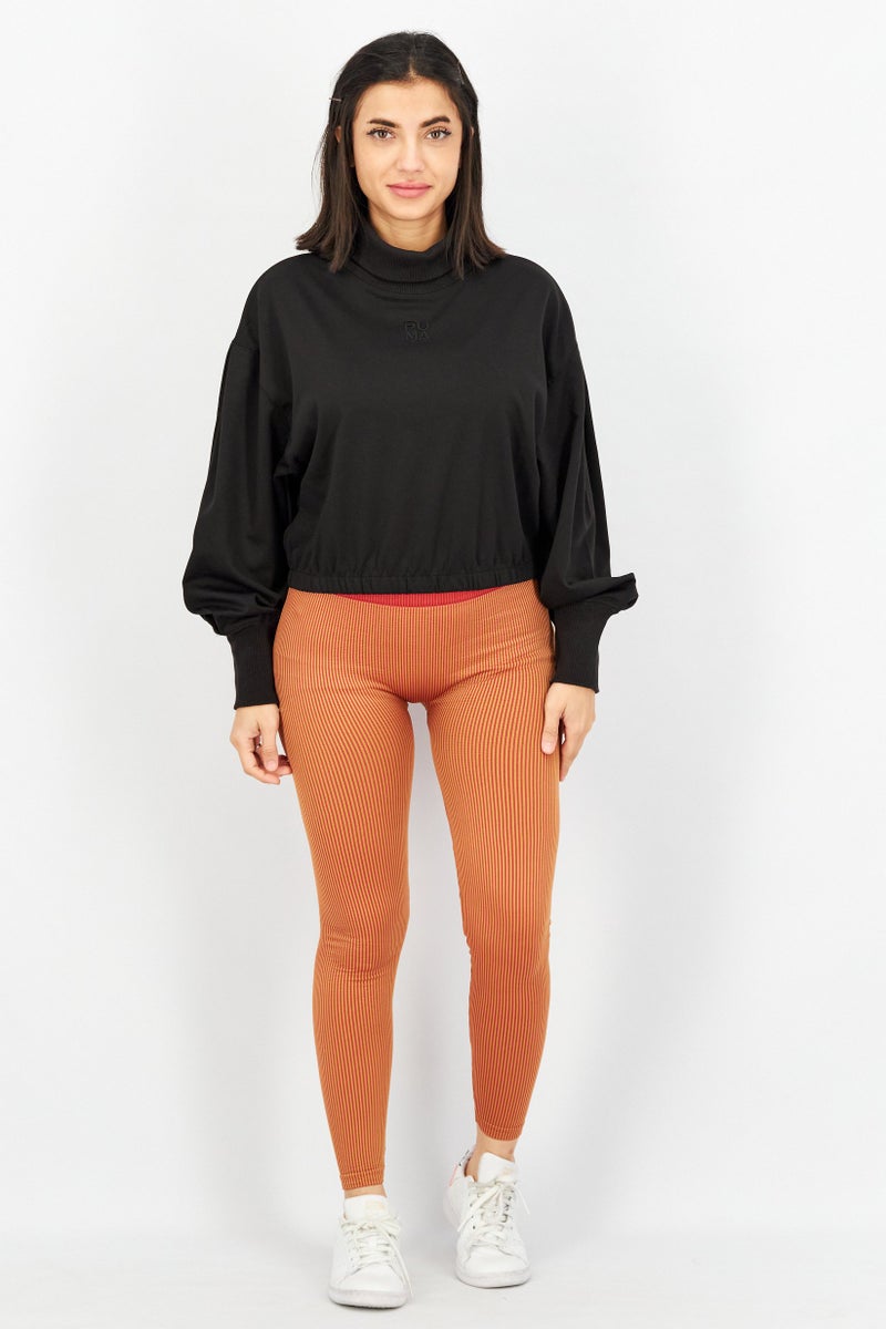 PUMA Women Sportswear Fit Long Sleeve Embroidered Logo Sweatshirt, Black - Image 3