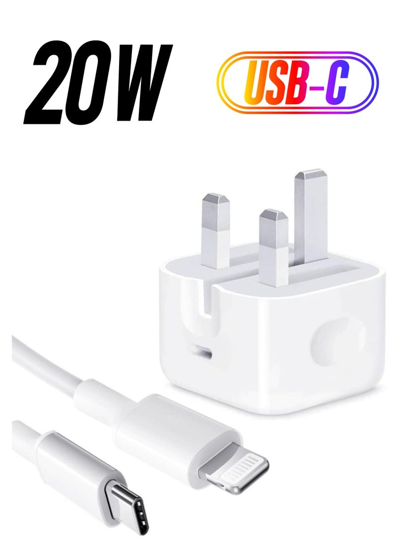 ELTRAZONE - 【MFi Certified】 iPhone 20W Charger Plug and 2M USB C to Lightning Cable PD Fast Charger USB C Plug Data Lead Compatible with iPhone 14/14 Plus/14 Pro/14 Pro Max/13/12/11/11 Pro/XS Max/XR/X/8/7/iPad - Image 1