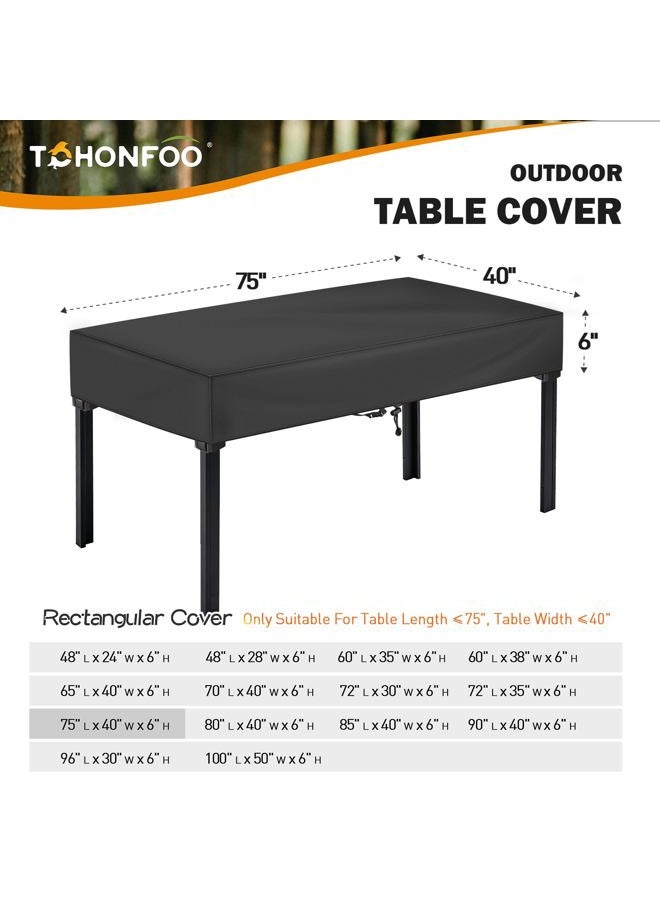 TOHONFOO Rectangular Patio Table Cover - Waterproof Anti-UV Outdoor Dining Table Cover - Outdoor Patio Furniture Cover 75" L x 40" W x 6" H - Image 2