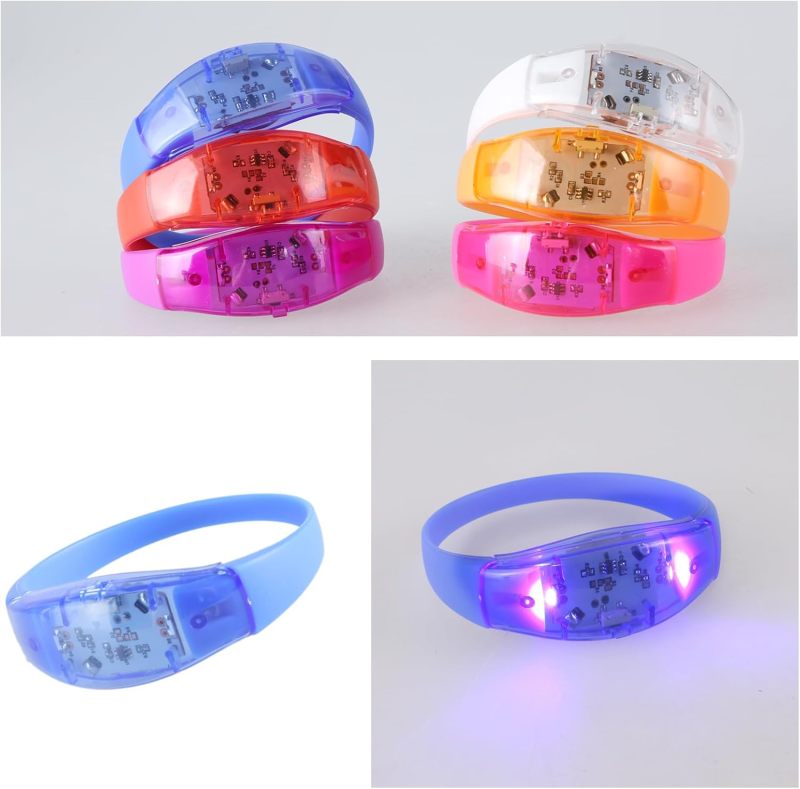 Light Up Wristbands 10-Piece Pack Adjustable One-Button Operation - Long-Lasting Battery Led Bracelets for Festivals Raves Birthday Parties And Group Events - Image 2