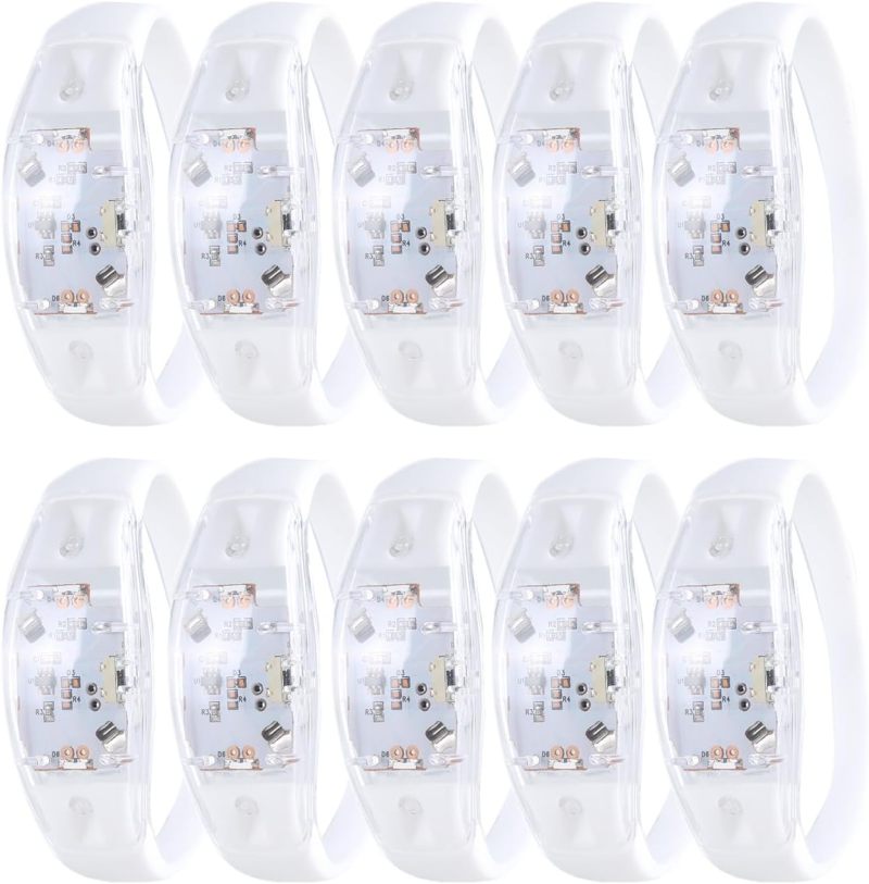 Light Up Wristbands 10-Piece Pack Adjustable One-Button Operation - Long-Lasting Battery Led Bracelets for Festivals Raves Birthday Parties And Group Events - Image 1
