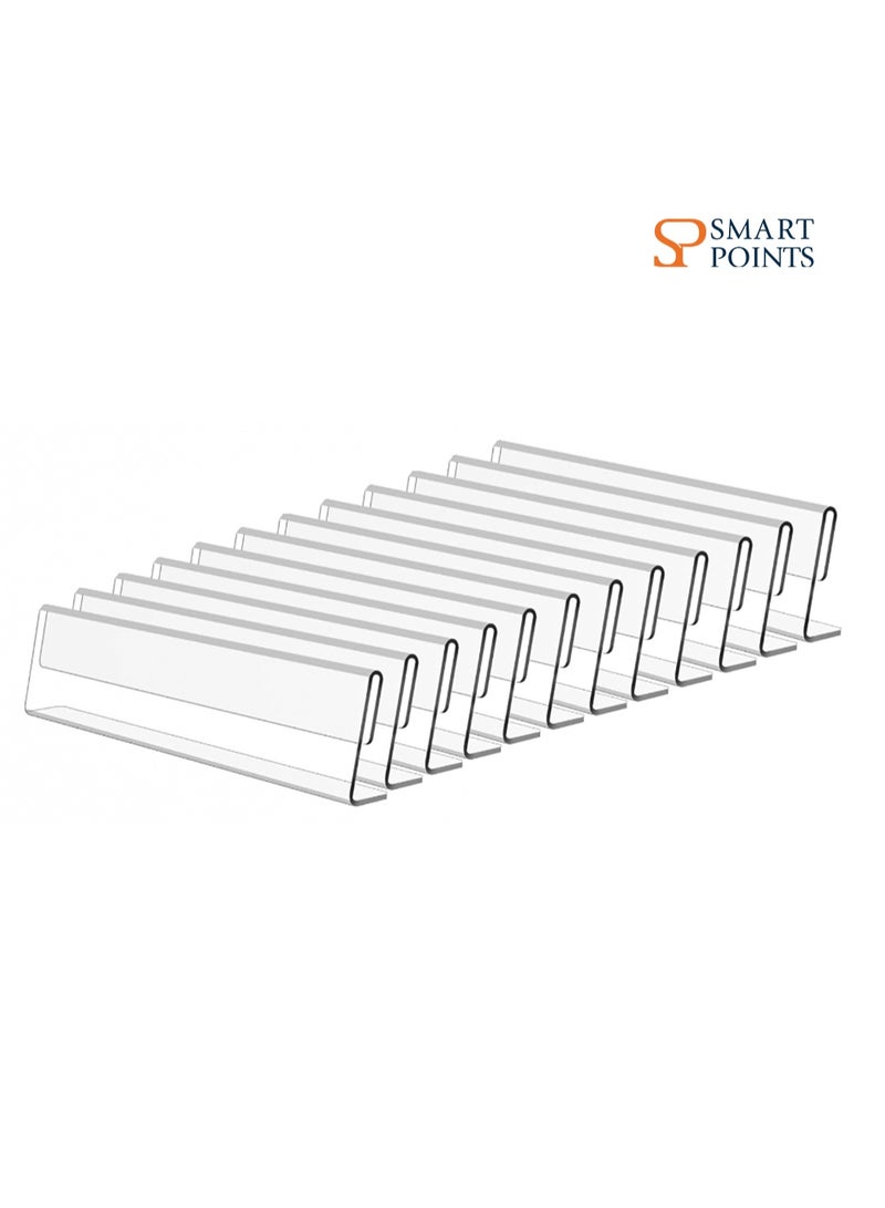 "سمارت بوينتس  " حامل بطاقات أسماء أكريليك شفاف (10 قطع)   – حجم 20×5 سم، مثالي للمكاتب والاجتماعات والمؤتمرات والفعاليات - Image 1