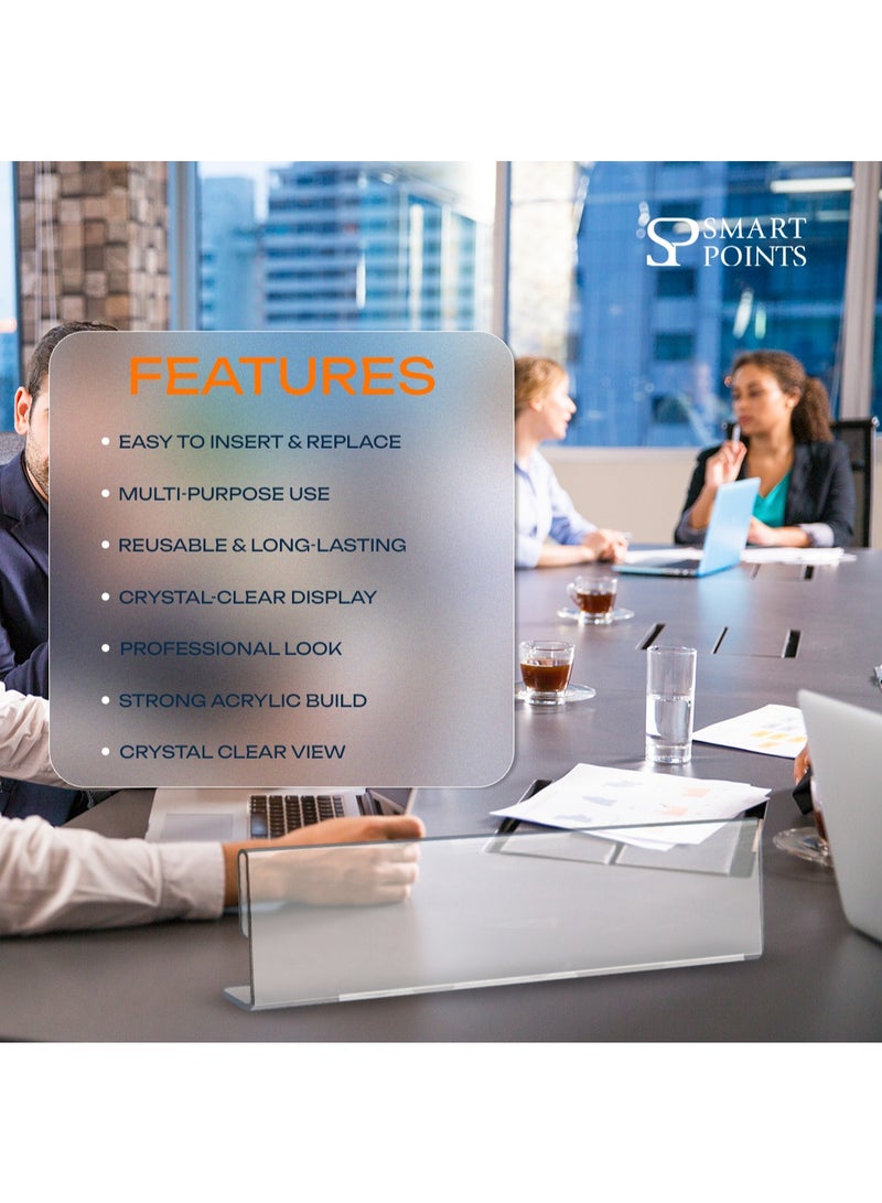 "سمارت بوينتس  " حامل بطاقات أسماء أكريليك شفاف (10 قطع)   – حجم 20×5 سم، مثالي للمكاتب والاجتماعات والمؤتمرات والفعاليات - Image 5