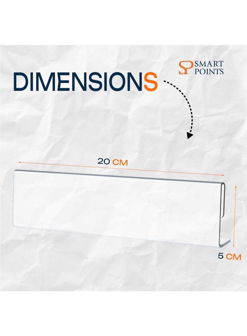 "سمارت بوينتس  " حامل بطاقات أسماء أكريليك شفاف (10 قطع)   – حجم 20×5 سم، مثالي للمكاتب والاجتماعات والمؤتمرات والفعاليات - Image 3