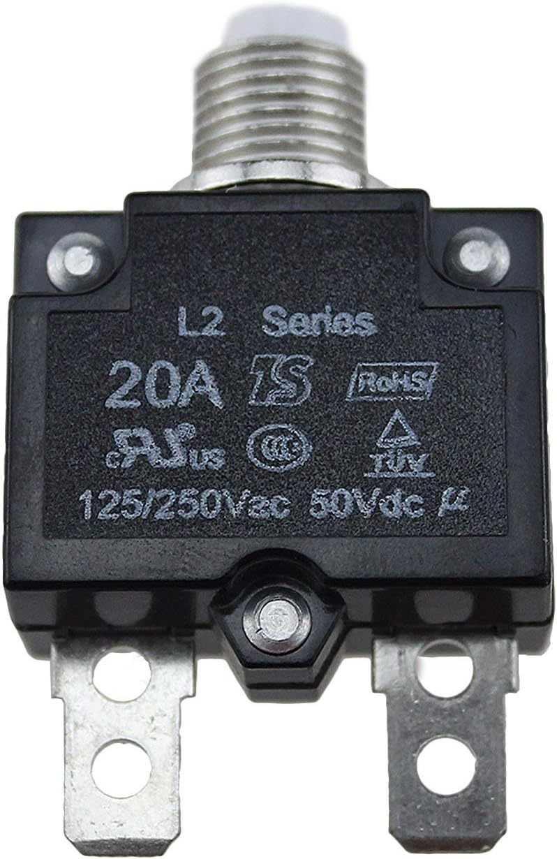 T Tocas 5pcs Push Button Reset 20A Circuit Breakers with Quick Connect Terminals Waterproof Button DC50V AC125-250V - Image 3