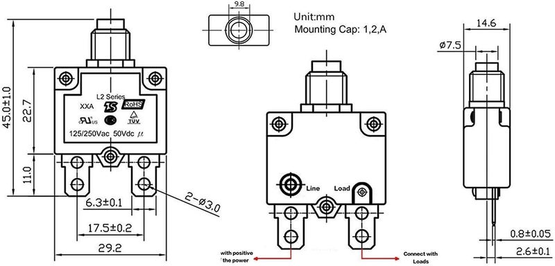 T Tocas 5pcs Push Button Reset 20A Circuit Breakers with Quick Connect Terminals Waterproof Button DC50V AC125-250V - Image 5