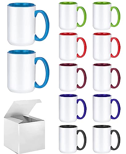 ABBSH Sublimation Mugs, 15oz, 6 Assorted Colors 12Pack - Image 1
