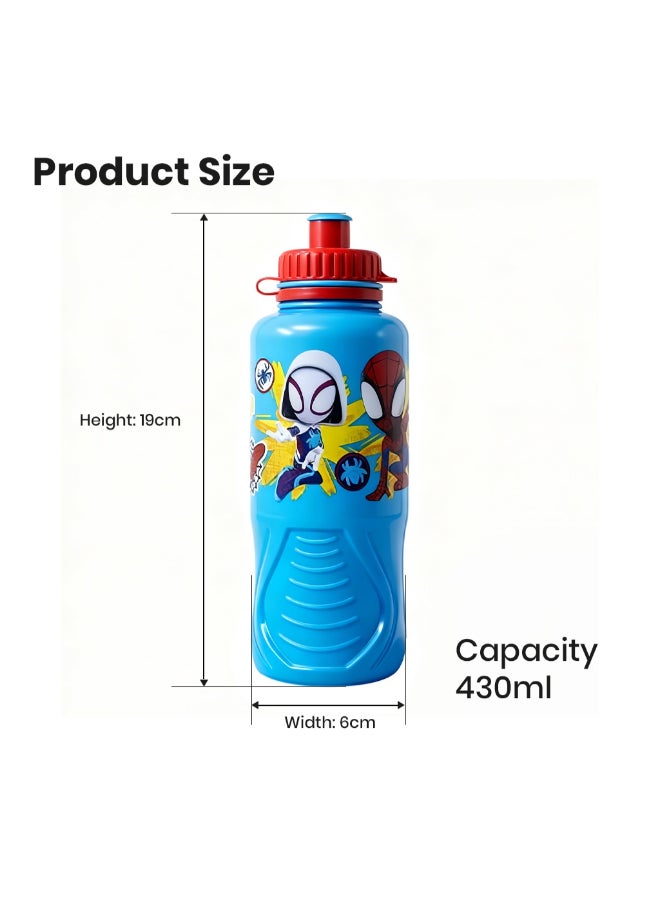 Stor Spidey Ergo Sports Water Bottle for Kids – 430ml BPA-Free Reusable Leak-Proof Drinking Bottle with Flip-Top Lid, Lightweight Ergonomic Design for School, Sports, Travel & Daily Use - Image 2