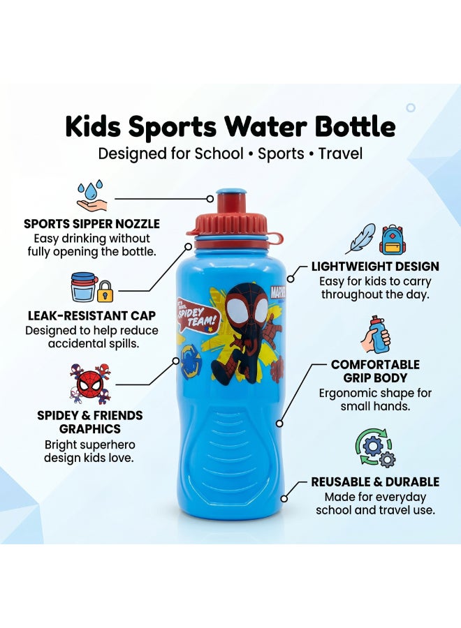 Stor Spidey Ergo Sports Water Bottle for Kids – 430ml BPA-Free Reusable Leak-Proof Drinking Bottle with Flip-Top Lid, Lightweight Ergonomic Design for School, Sports, Travel & Daily Use - Image 4