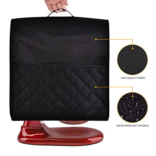 HOHUO Stand Mixer Dust-proof Cover for KitchenAid Mixer，Multi Pockets for Various Kitchen Appliance Accessories，Water-resistant，Easy Cleaning (Black, Fit for Tilt Head 4.5-5 Quart) - Image 2