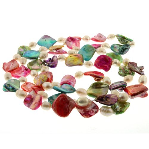 Gem Stone King 46 Inch MultiColor Cultured Freshwater Pearl and Simulated Shell Pearls Necklace For Women - Image 4