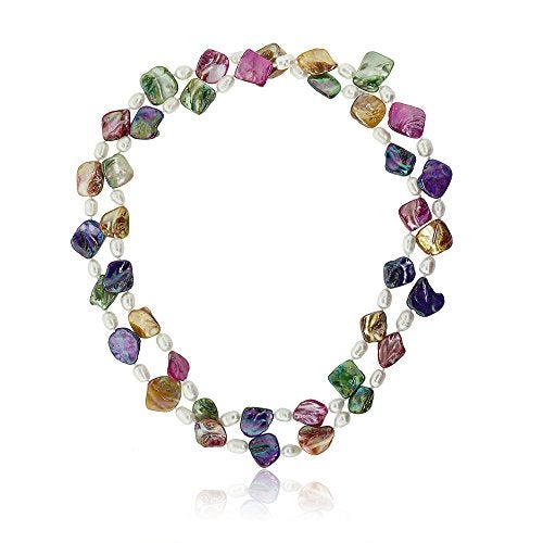 Gem Stone King 46 Inch MultiColor Cultured Freshwater Pearl and Simulated Shell Pearls Necklace For Women - Image 1