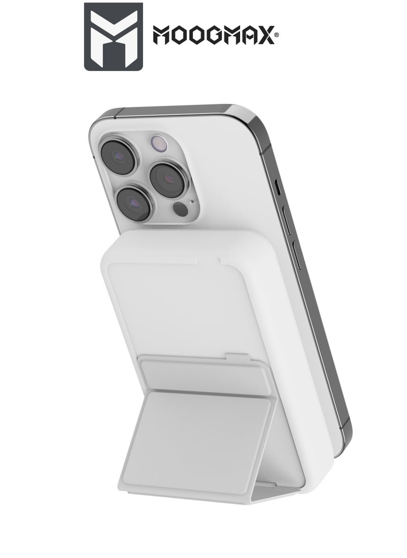 MOOGMAX - Sanita 10000mAh wireless power bank with a back stand, supports fast charging with a Type-C port 20W, and wireless charging Can Charge your phone & watch at the same time (Apple watches only). White - Image 1