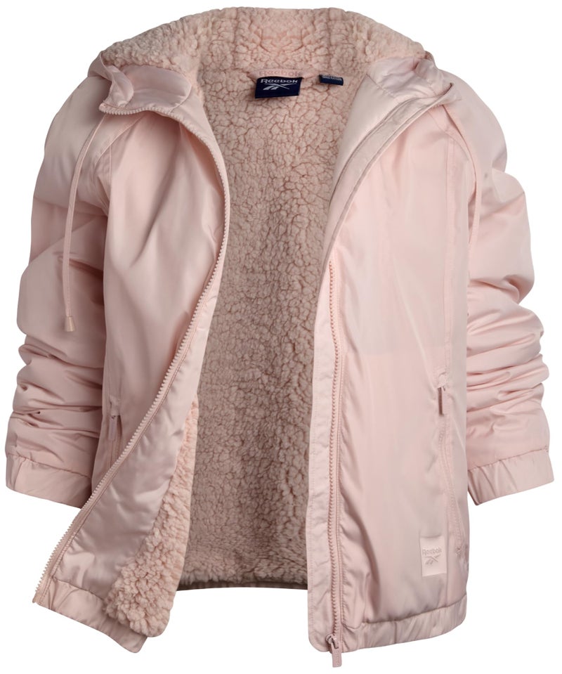 Reebok Womens Windbreaker Jacket - Water and Wind Resistant Midweight Cozy Sherpa Fleece Insulated Softshell Jacket for Women, Size Small, Powder Pink - Image 1